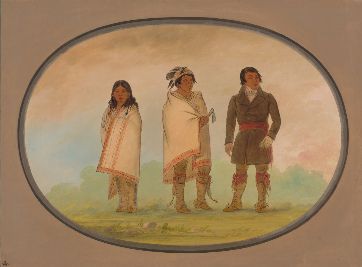 Oneida-sjef, hans søster og en misjonær, 18611869. av George Catlin