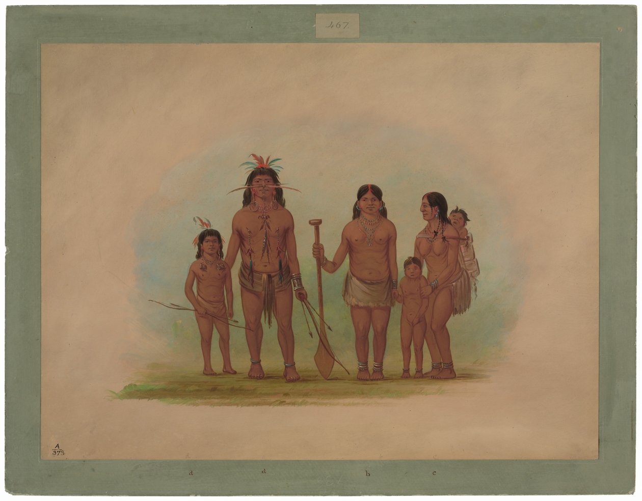 Orejona-sjef og familie av George Catlin