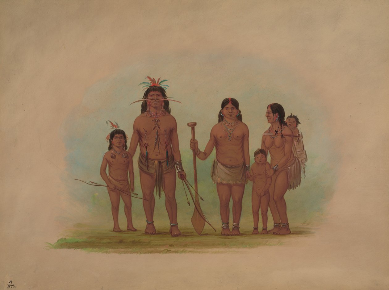Orejona-sjef og familie, 18541869. av George Catlin