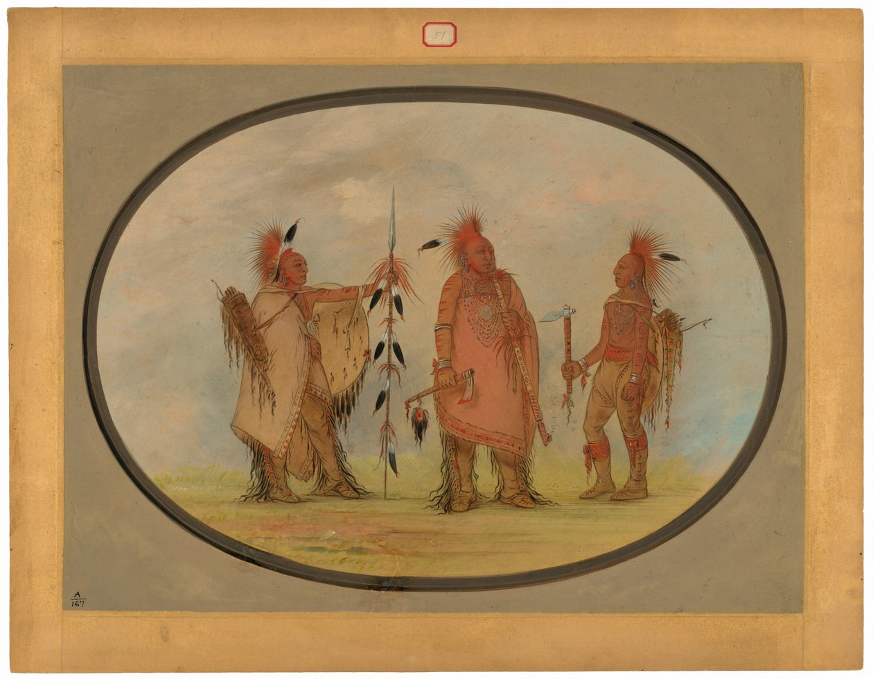 Osage-sjef med to krigere av George Catlin