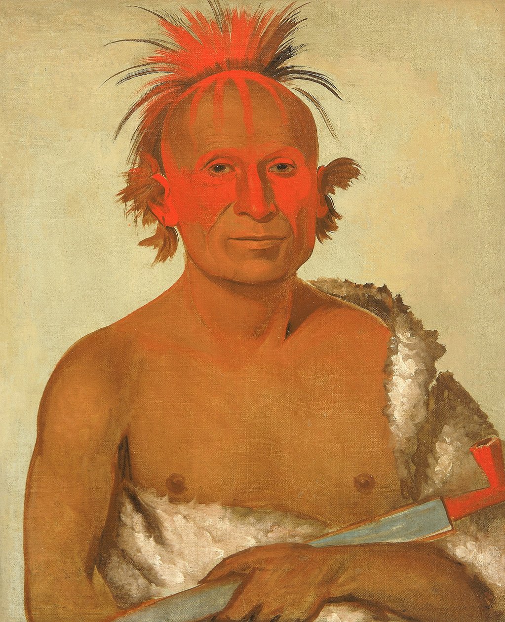 Pash-ee-pa-hó, Lille Stikkende Høvding, den Yngre, en av Black Hawks tapre menn av George Catlin