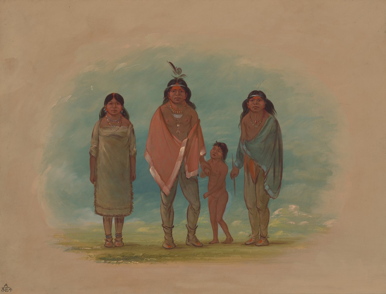 Patagon-sjef, hans bror og datter, 18561869. av George Catlin
