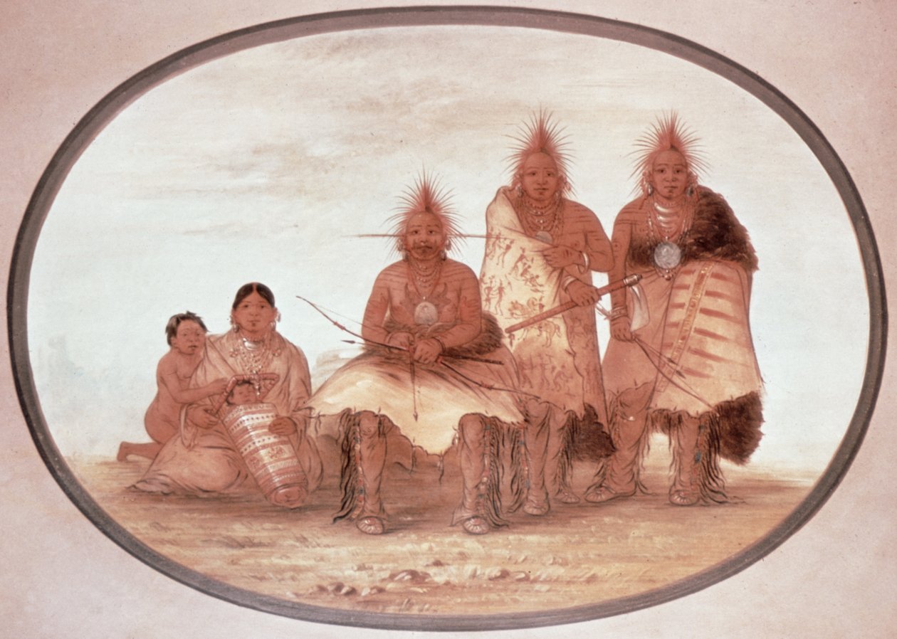 Pawnee Warriors, ca. 1832 (litho-farge) av George Catlin