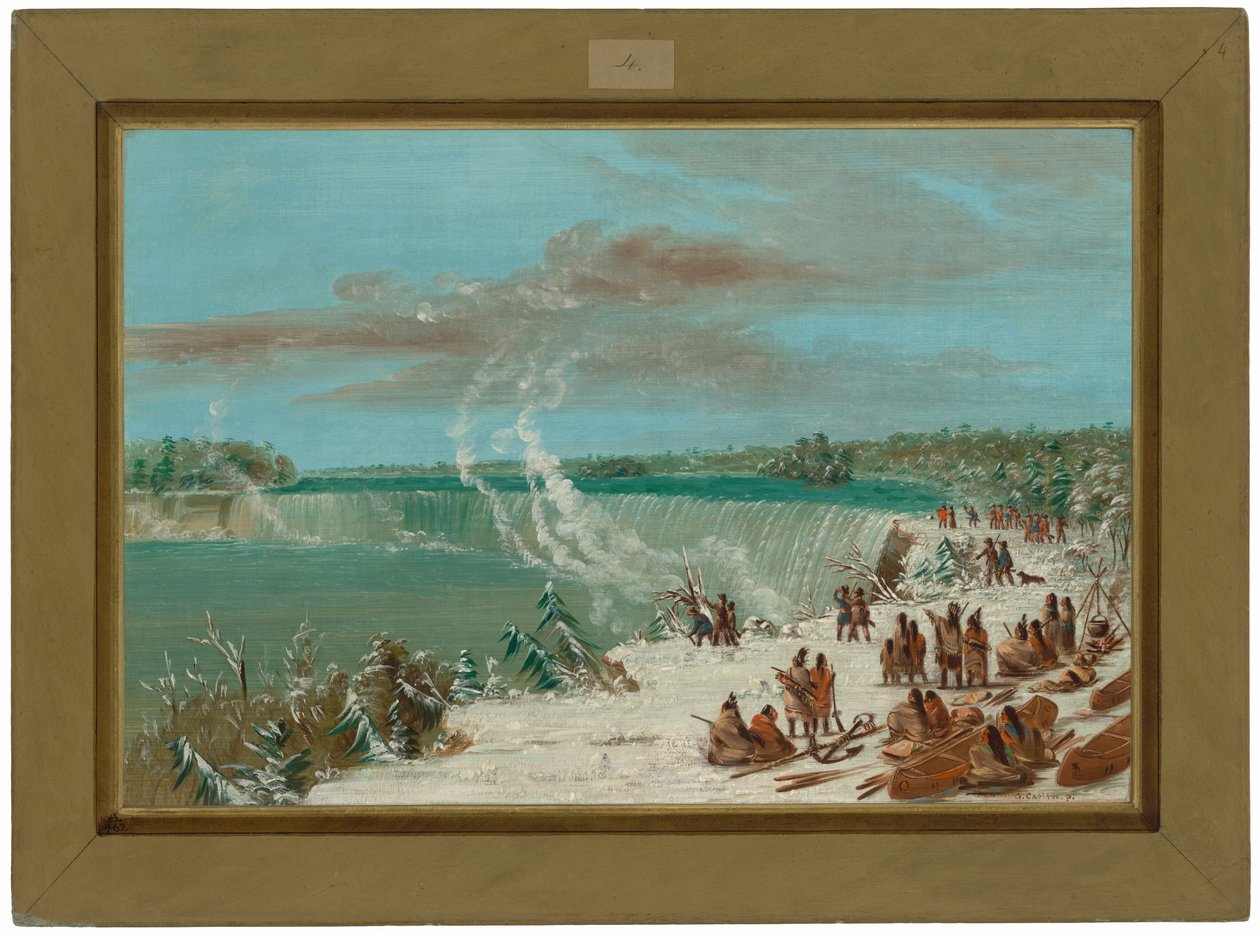 Transport rundt Niagara Falls ved Table Rock av George Catlin