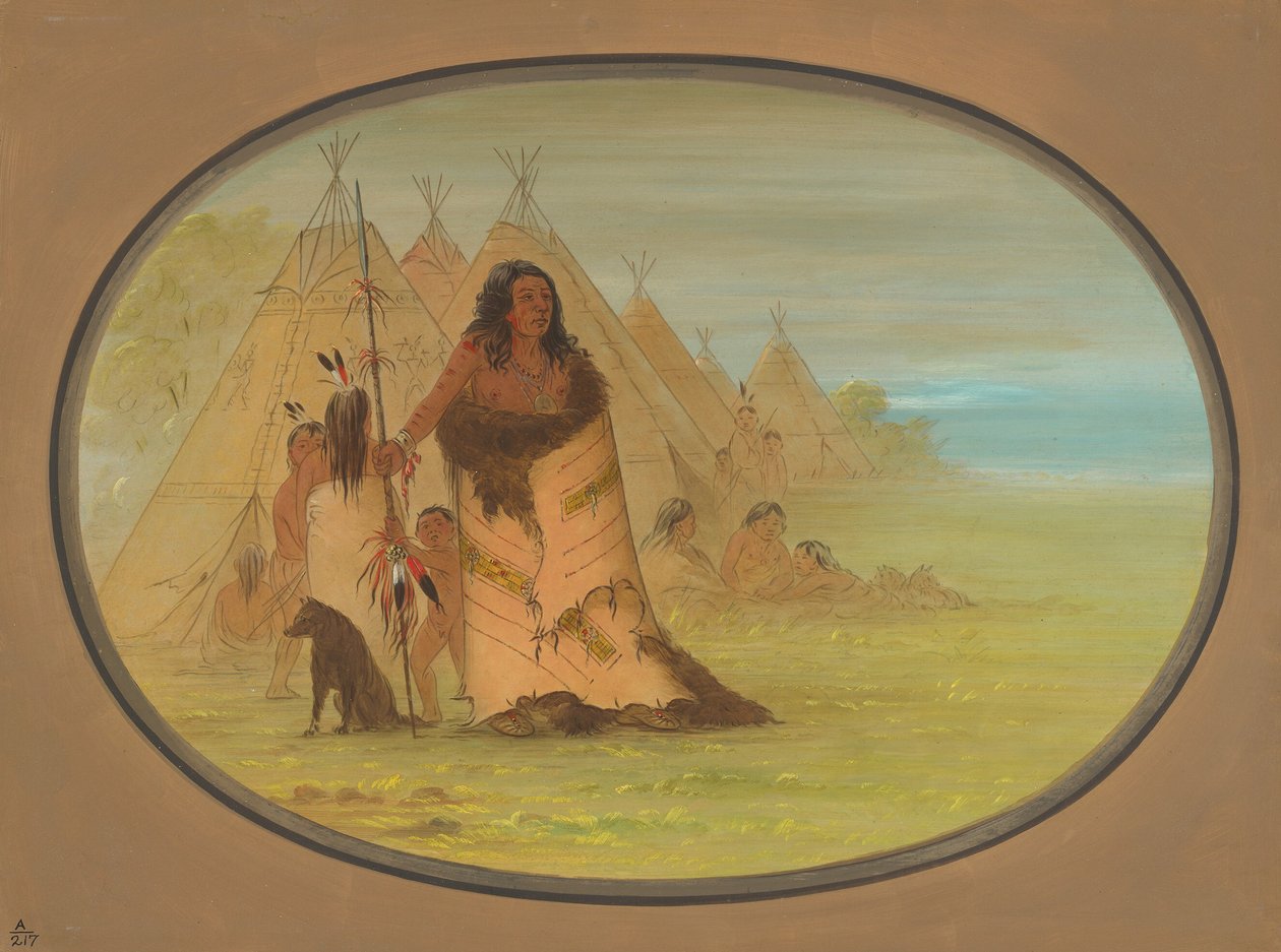 Puncah-sjef omgitt av sin familie, 18611869. av George Catlin