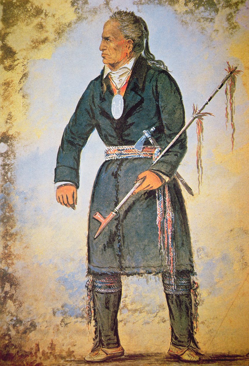 Rød jakke (ca. 1756-1830) (akvarell på papir) av George Catlin