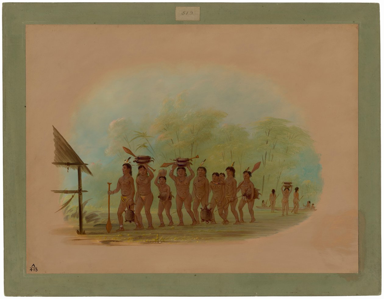Tilbake fra en skilpaddejakt - Connibo av George Catlin