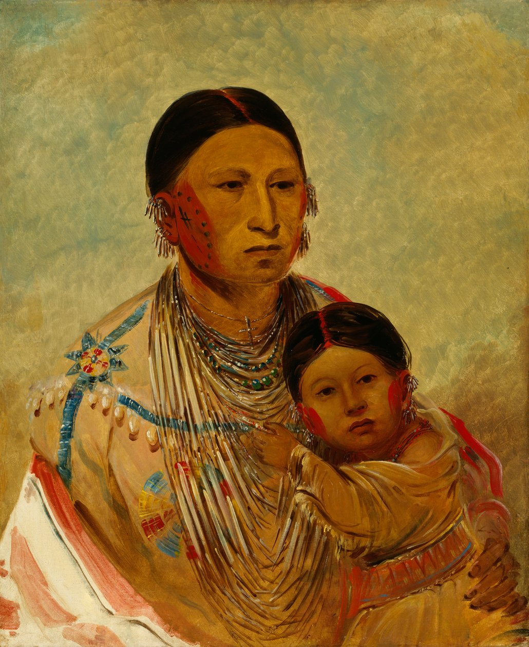 Ru-ton-ye-wee-ma, struttende due, kone til White Cloud, 1844. av George Catlin