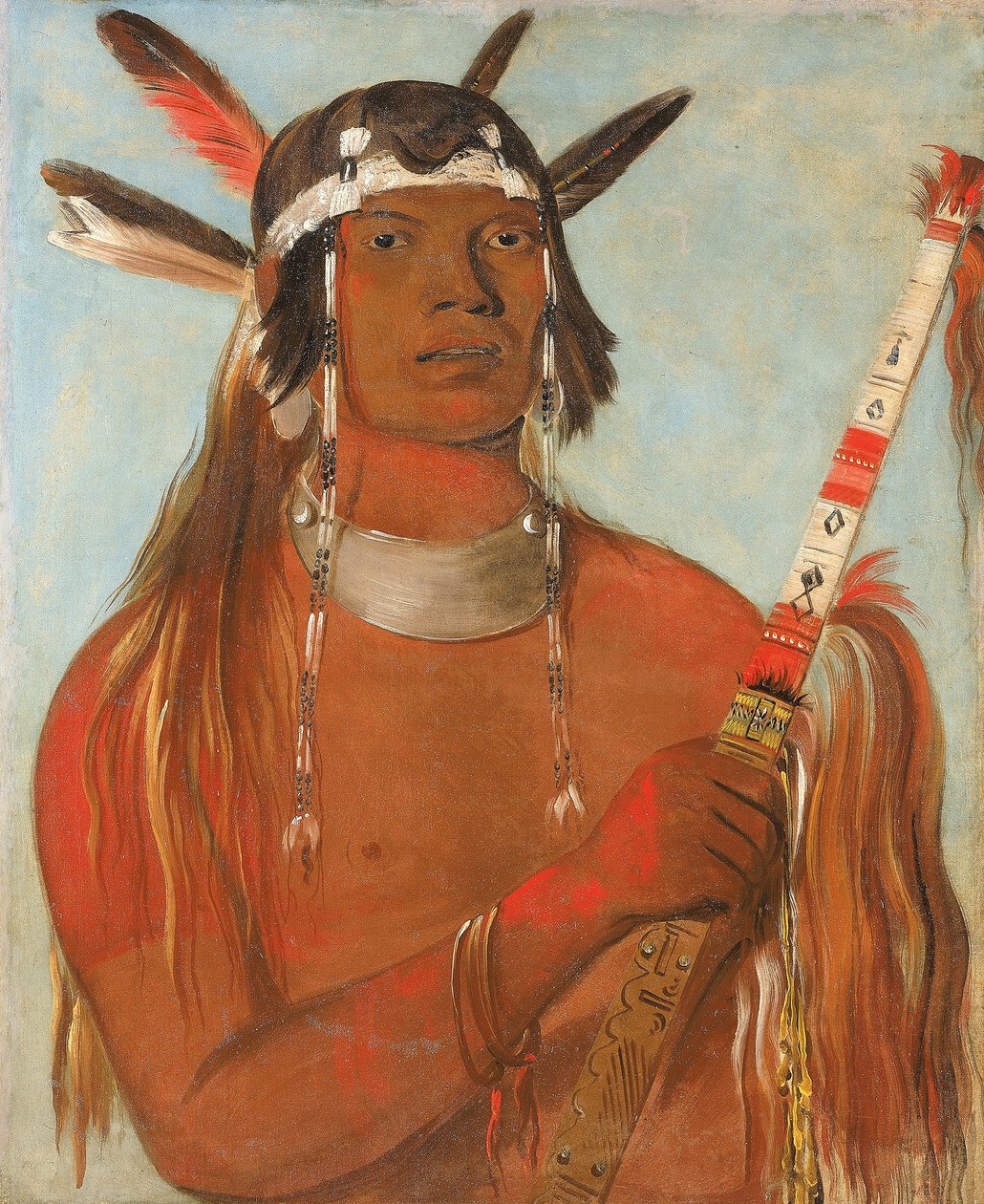 Seehk-hée-da, musefarget fjær, en bemerket modig av George Catlin
