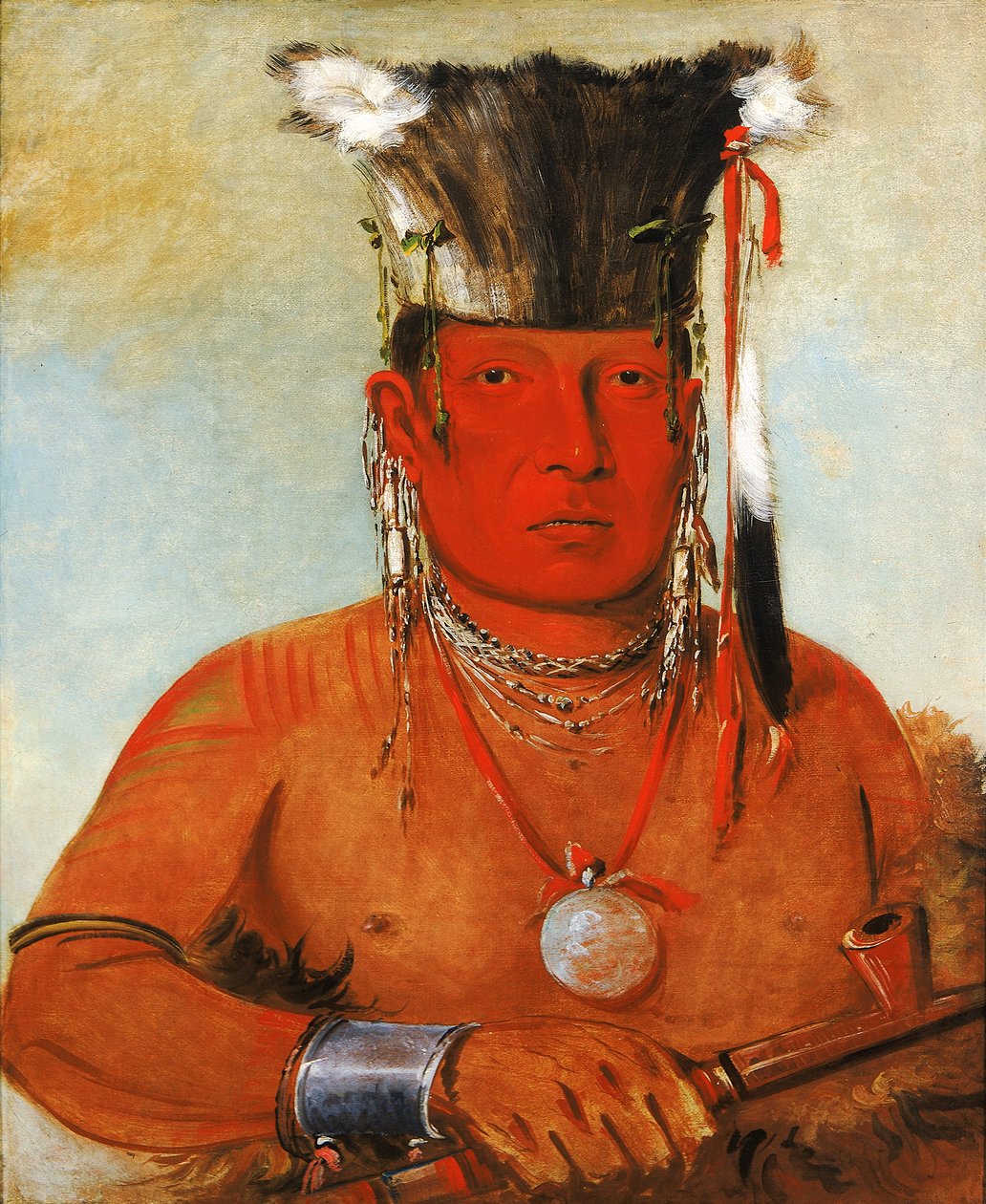 Sháw-da-mon-née, There He Goes, a Brave, 1832. av George Catlin