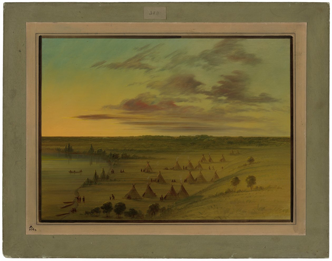 Sioux Village - Svanesjøen av George Catlin