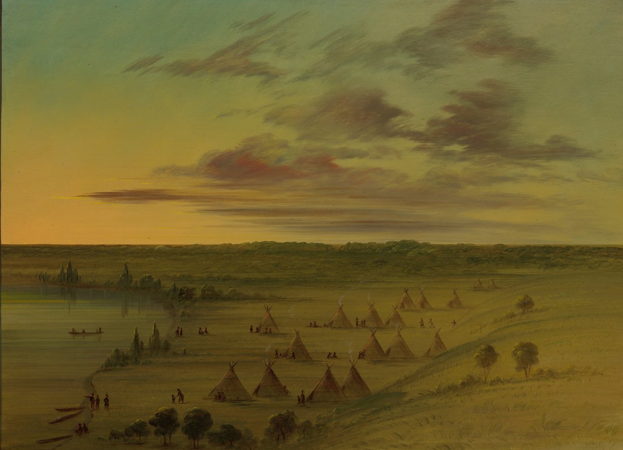 Sioux Village - Swan Lake, 18611869. av George Catlin