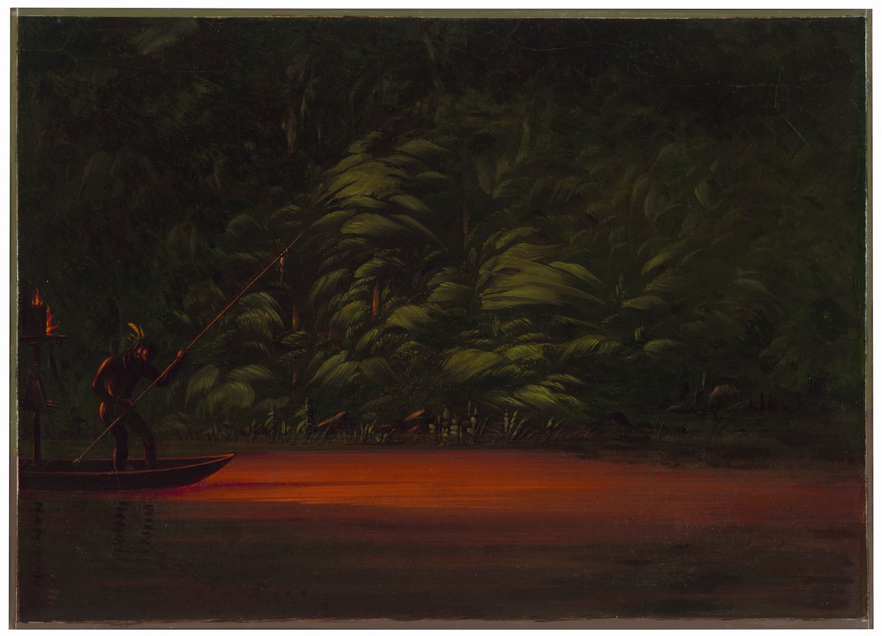 Spydfiske i fakkellys på Amazonas av George Catlin