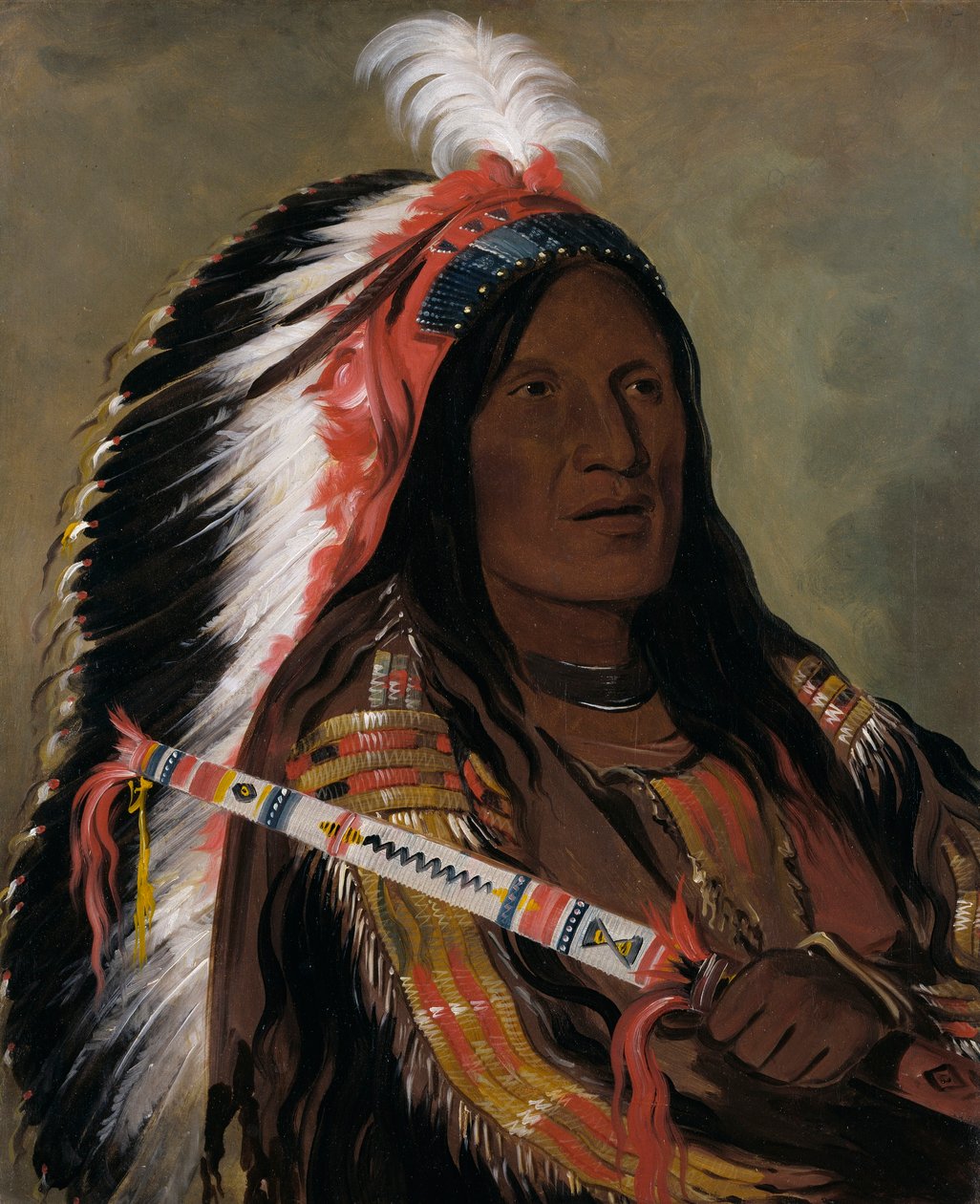 Táh-téck-a-da-háir, Steep Wind, et modig band fra Bad Arrow Points av George Catlin