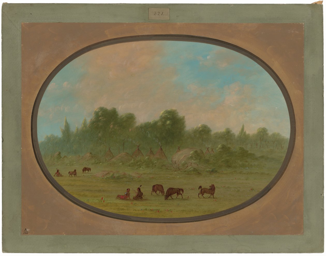 landsbyen Tawahquena av George Catlin