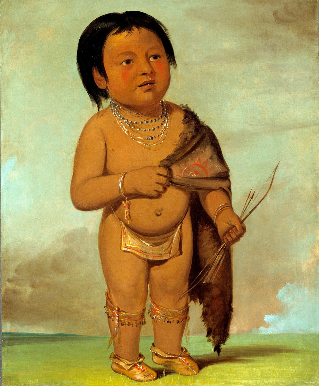 Tcha-aés-ka-ding, barnebarnet til Buffalo Bulls ryggfett av George Catlin