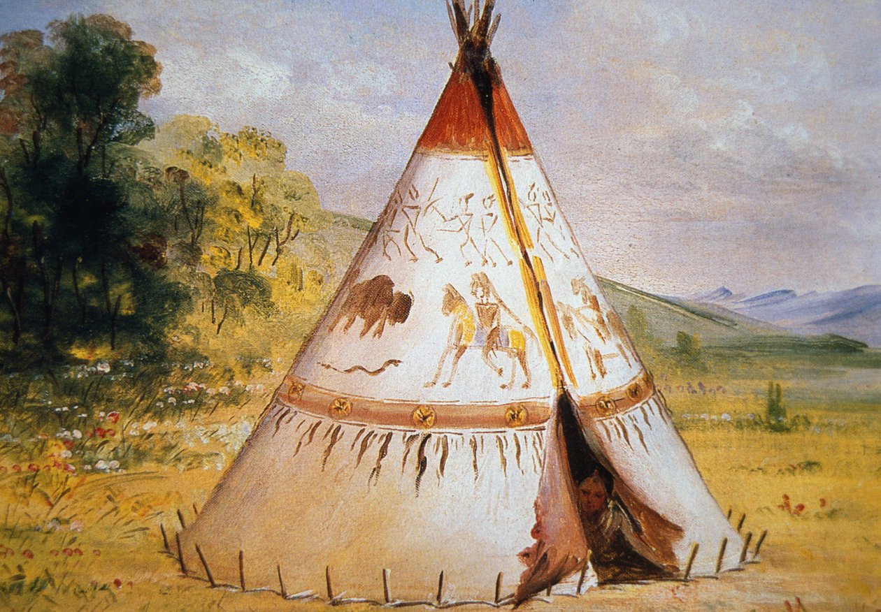 Teepee of the Crow Tribe, ca. 1850 (olje på lerret) av George Catlin