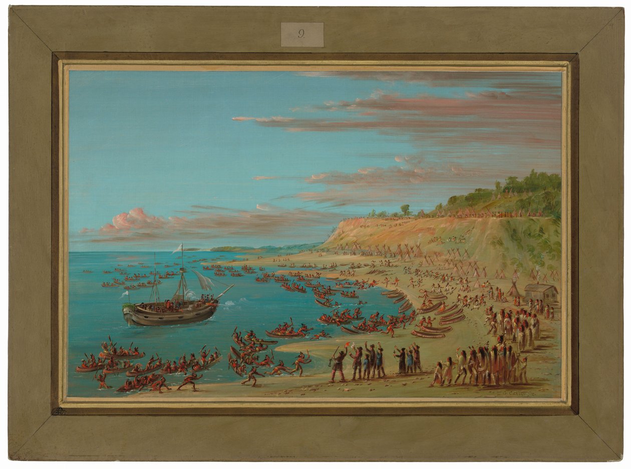 Griffinen kommer inn i havnen ved Mackinaw. 27. august 1679 av George Catlin