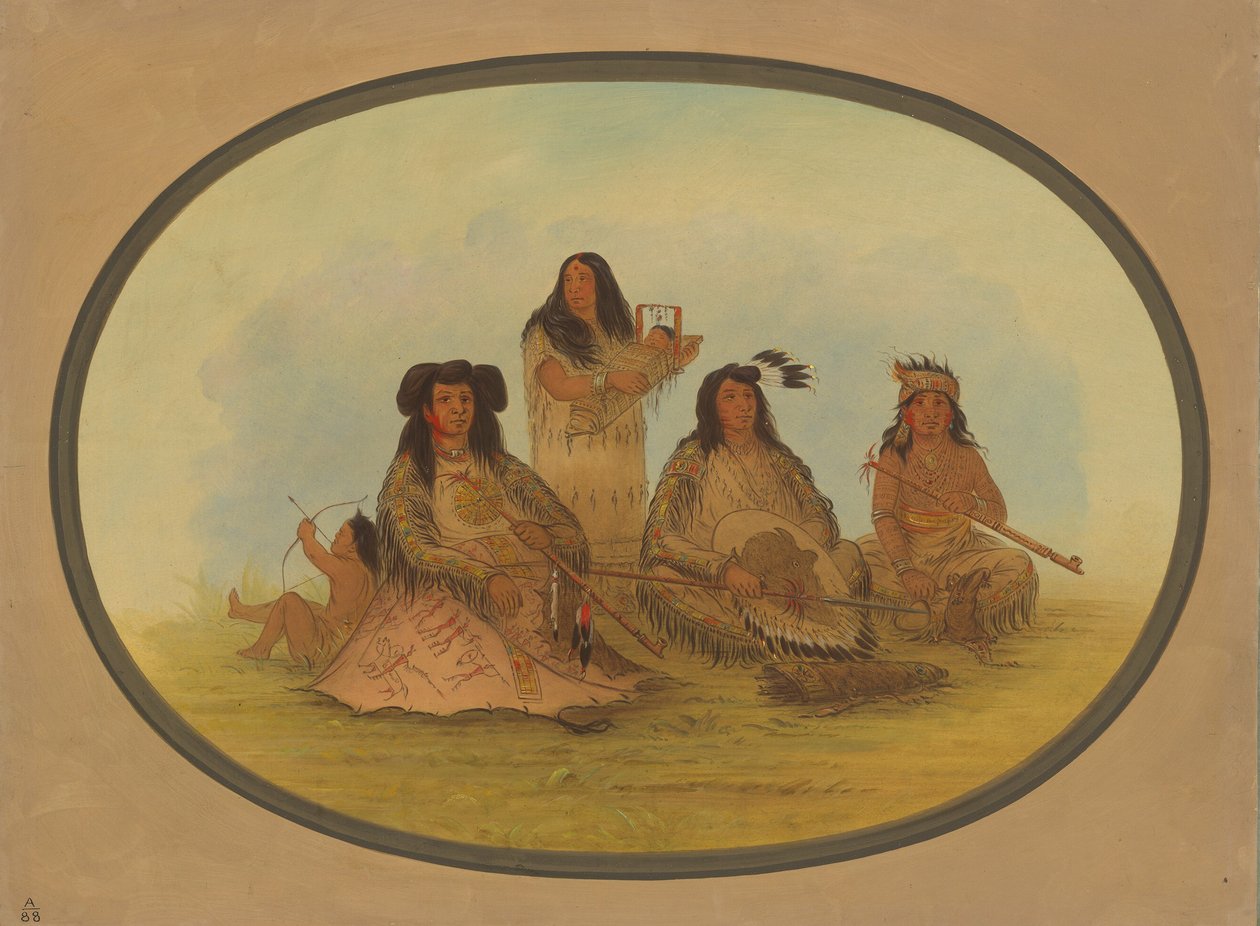 Sioux-sjefen med flere indianere, 18611869. av George Catlin