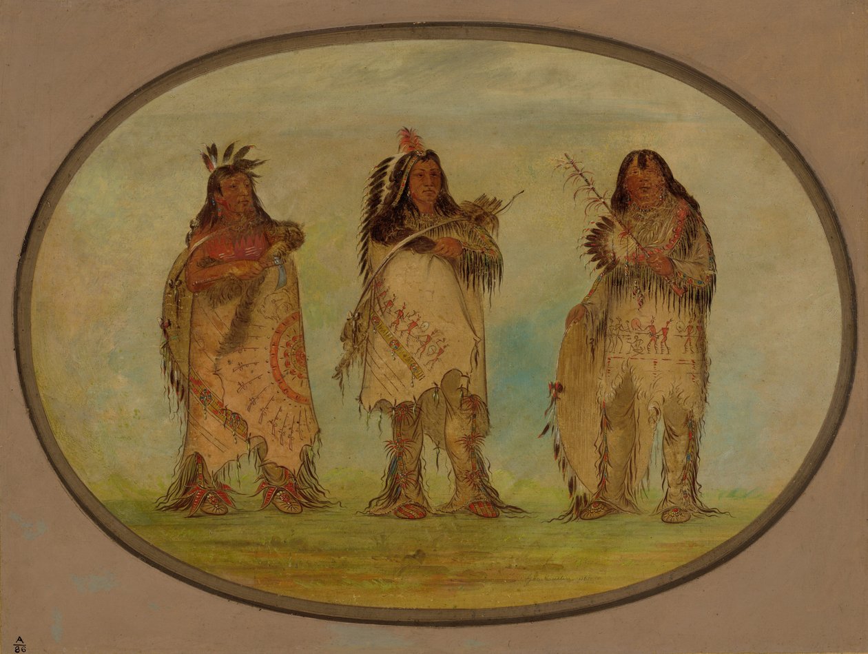Three Distinguished Warriors of the Sioux Tribe, 1861. av George Catlin