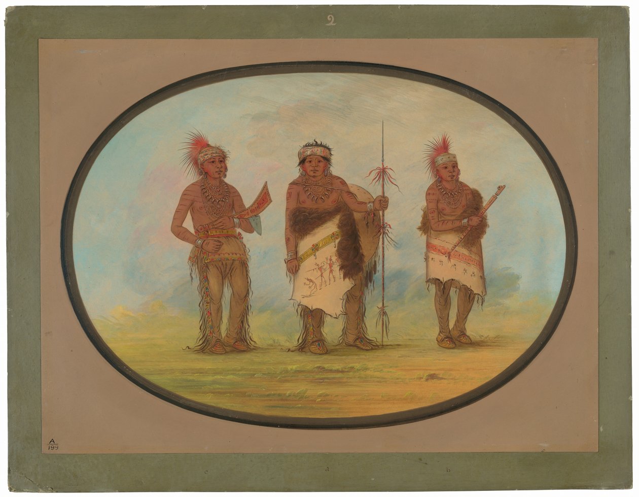Tre Iowa-indianere av George Catlin