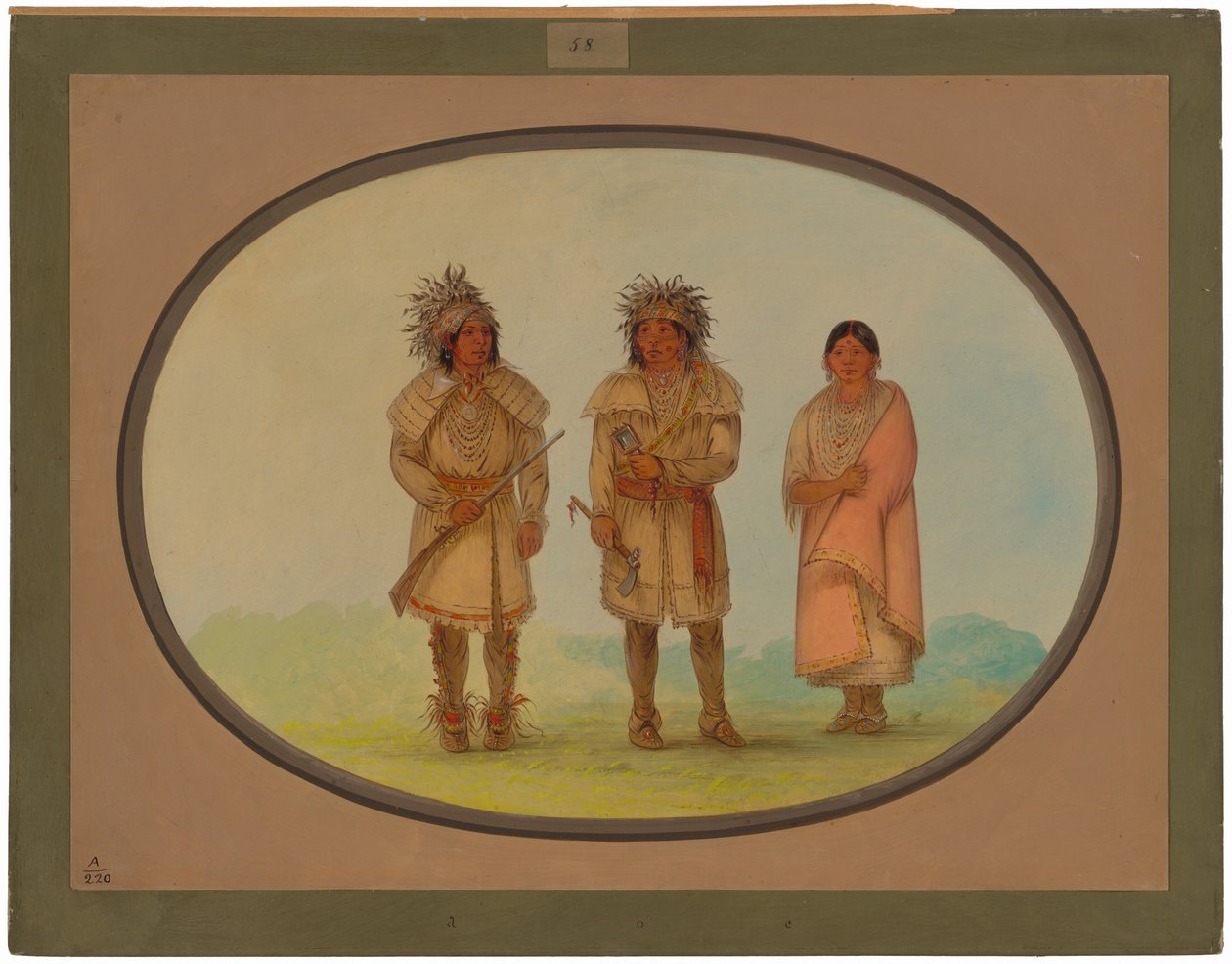 Tre Peoria-indianere av George Catlin