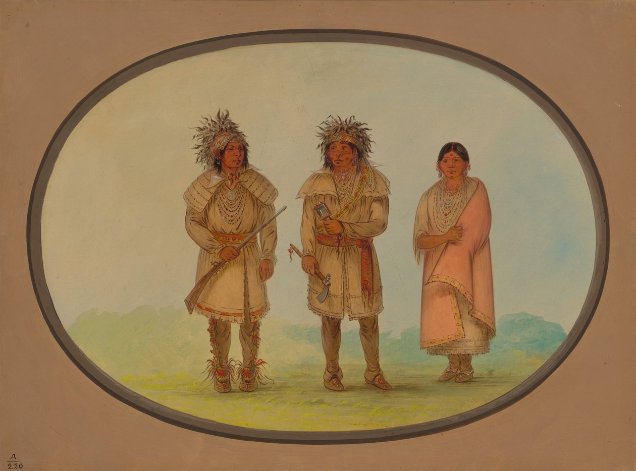 Tre Peoria-indianere, 18611869. av George Catlin