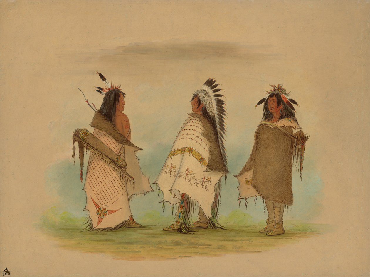 Three Shoshonee Warriors, 1861. av George Catlin