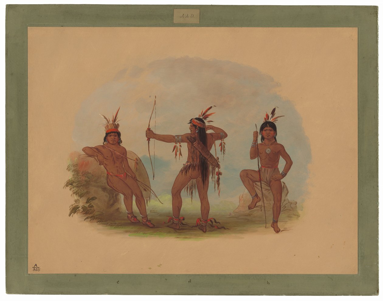 Tre Woyaway-indianere av George Catlin