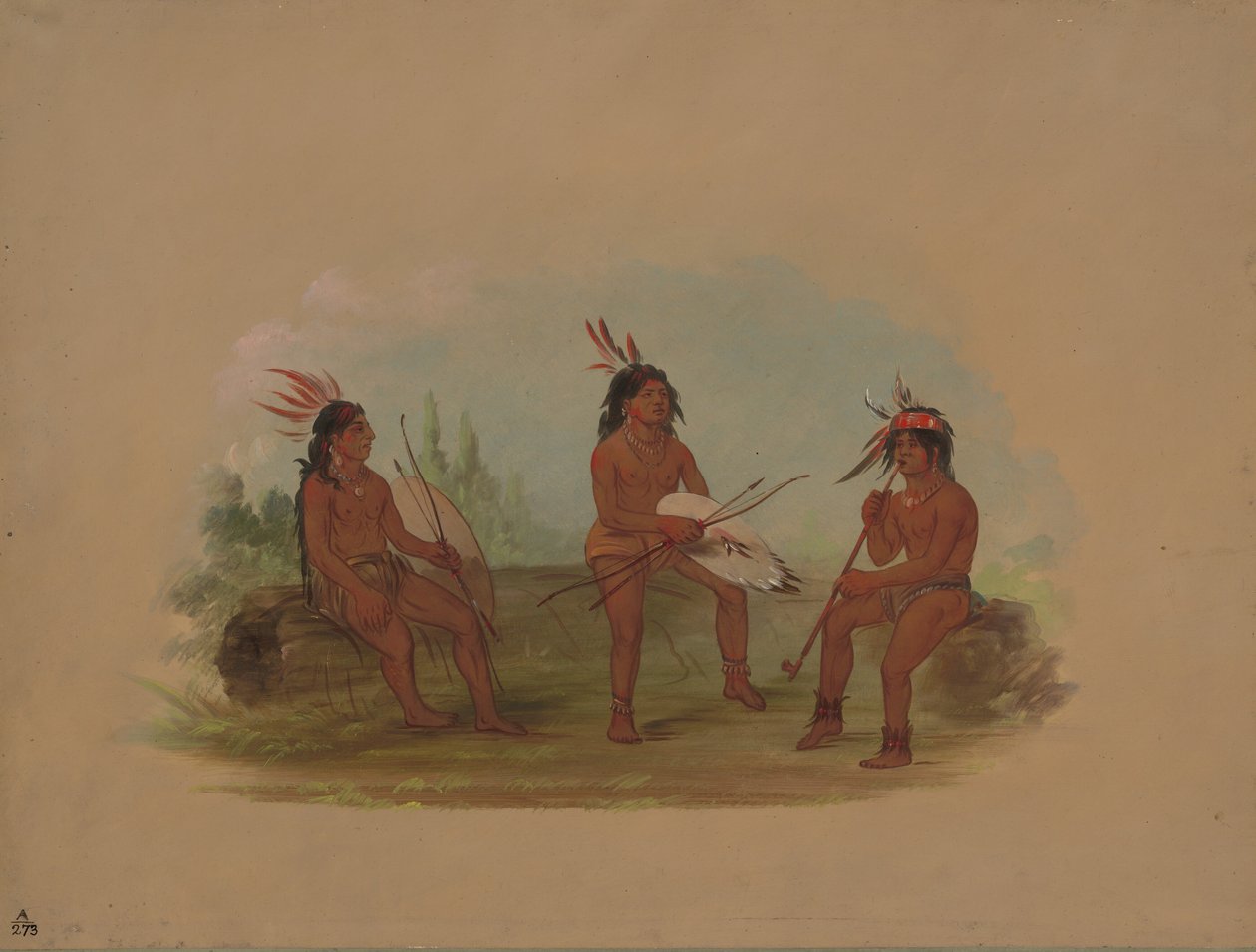 Three Young Chinook Men, 18551869. av George Catlin