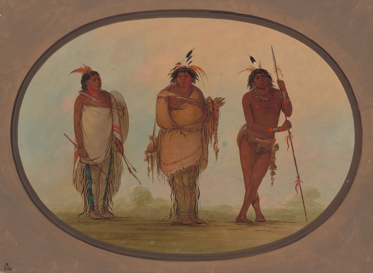 Tre Yumaya-indianere, 18551869. av George Catlin
