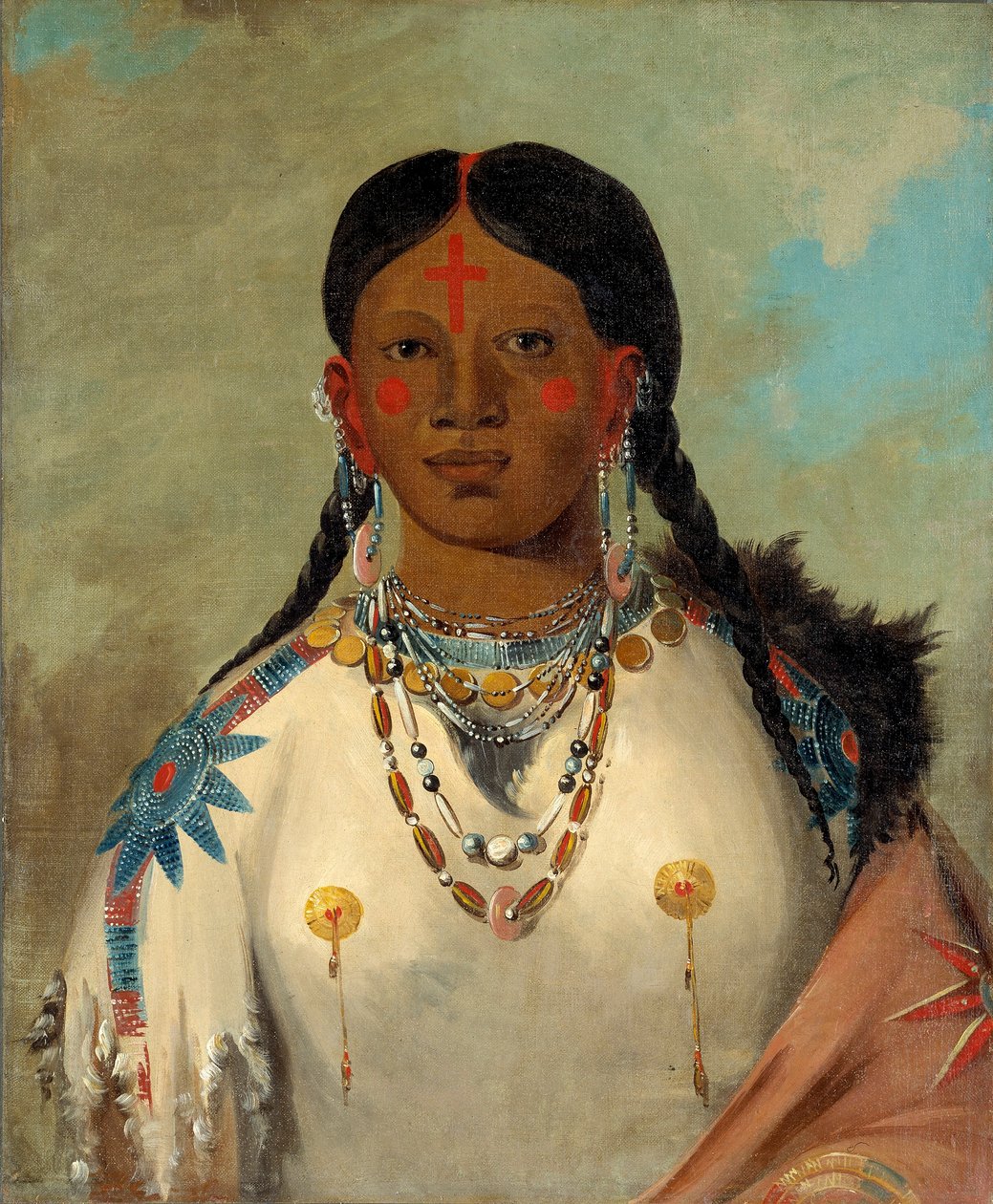 Tís-se-wóo-na-tís, hun som bader i knærne, høvdingens kone av George Catlin