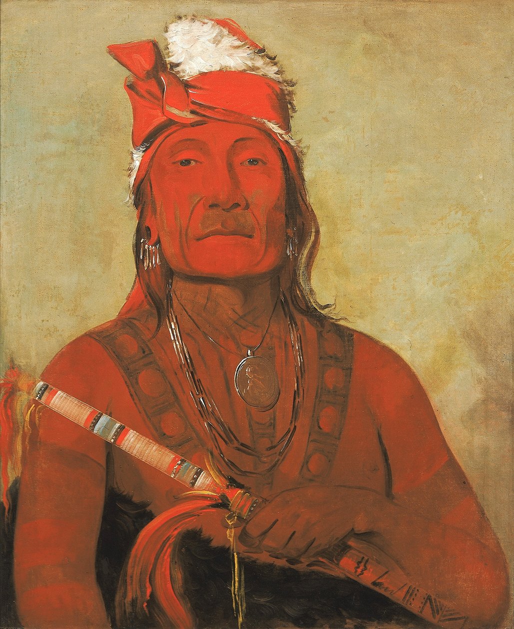 Toh-kí-e-to, stein med horn, en høvding av George Catlin