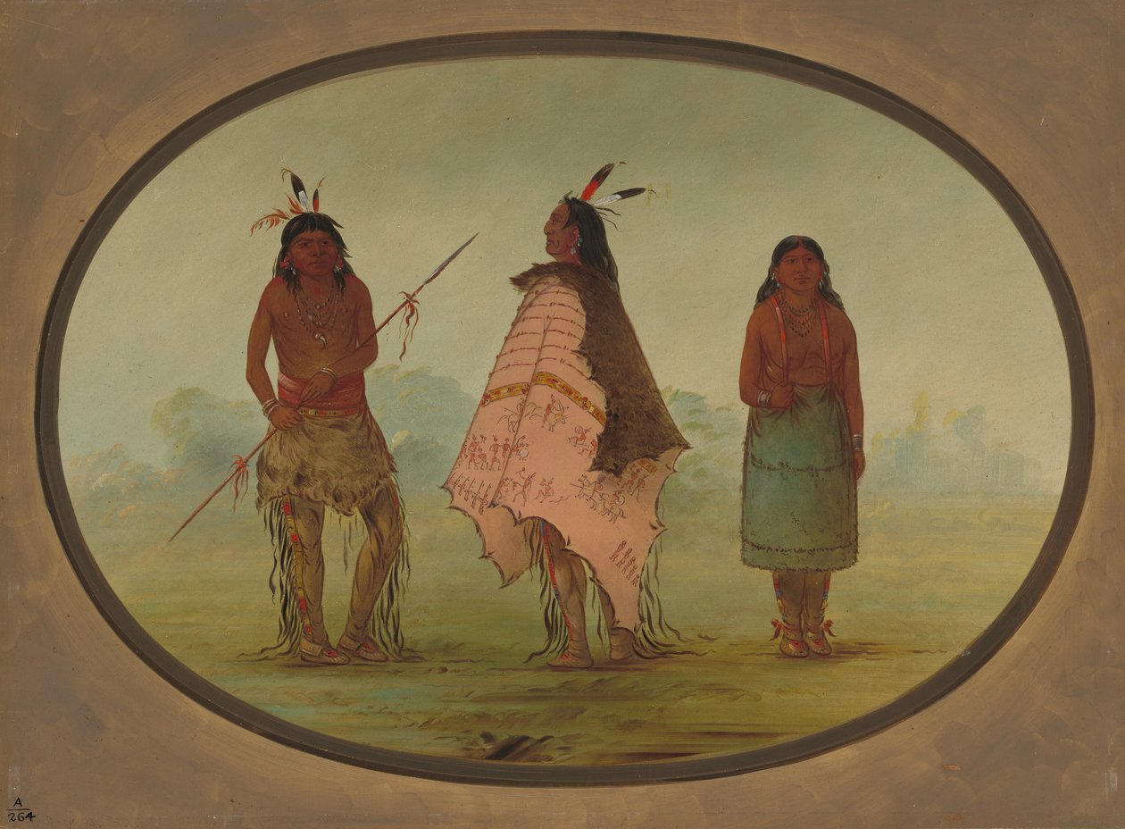 To Apachee-krigere og en kvinne, 18551869. av George Catlin