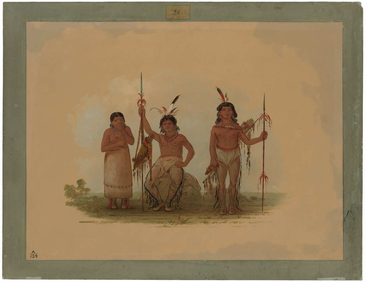To Arapaho-krigere og en kvinne av George Catlin