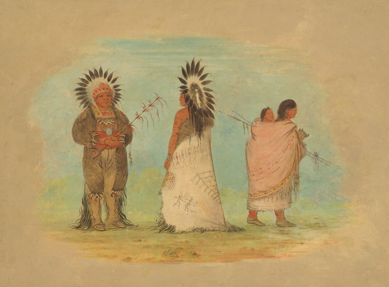 To Ottoe-høvdinger og en kvinne, 18611869. av George Catlin