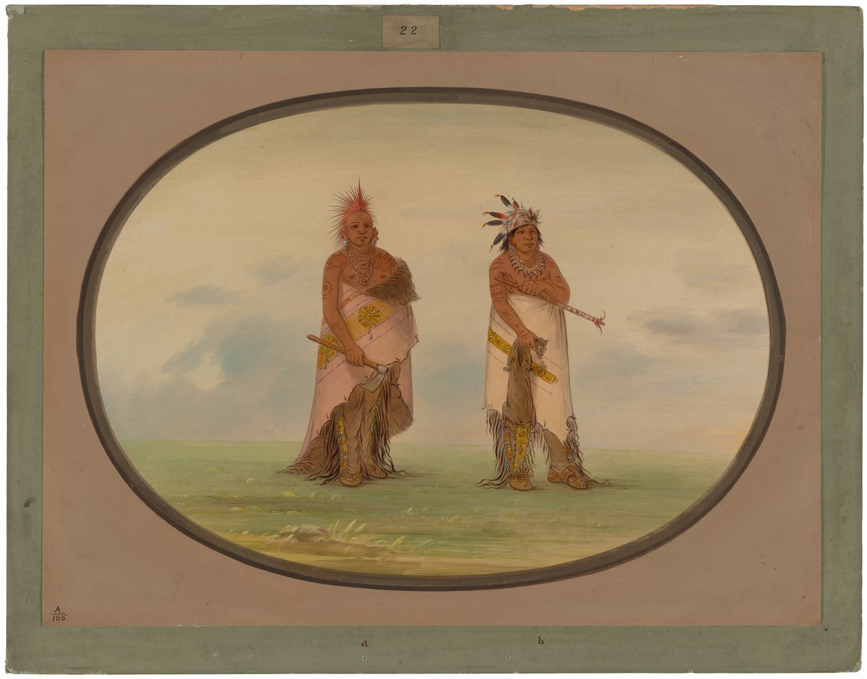 To uidentifiserte nordamerikanske indianere av George Catlin