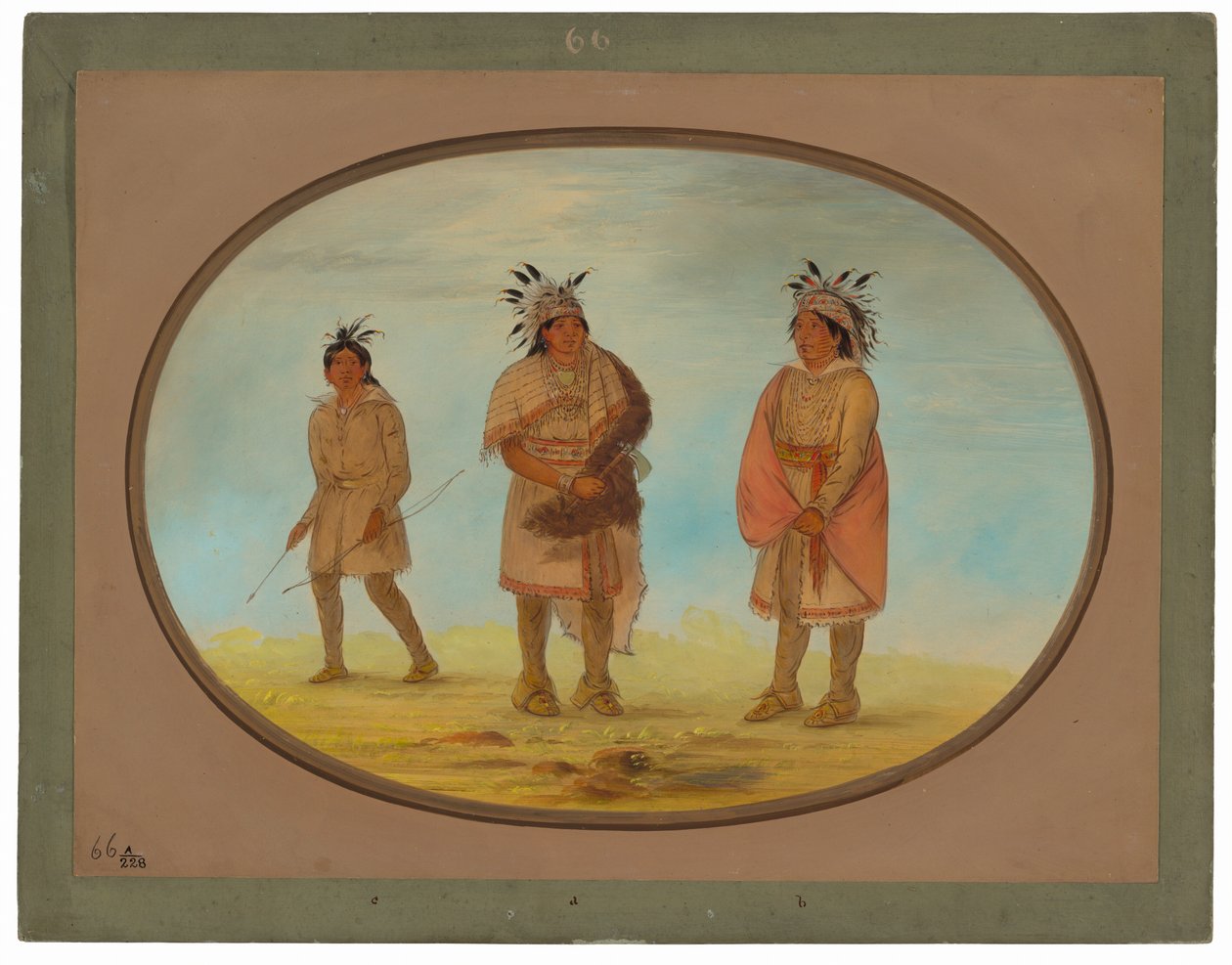 To Weeah-krigere og en kvinne av George Catlin
