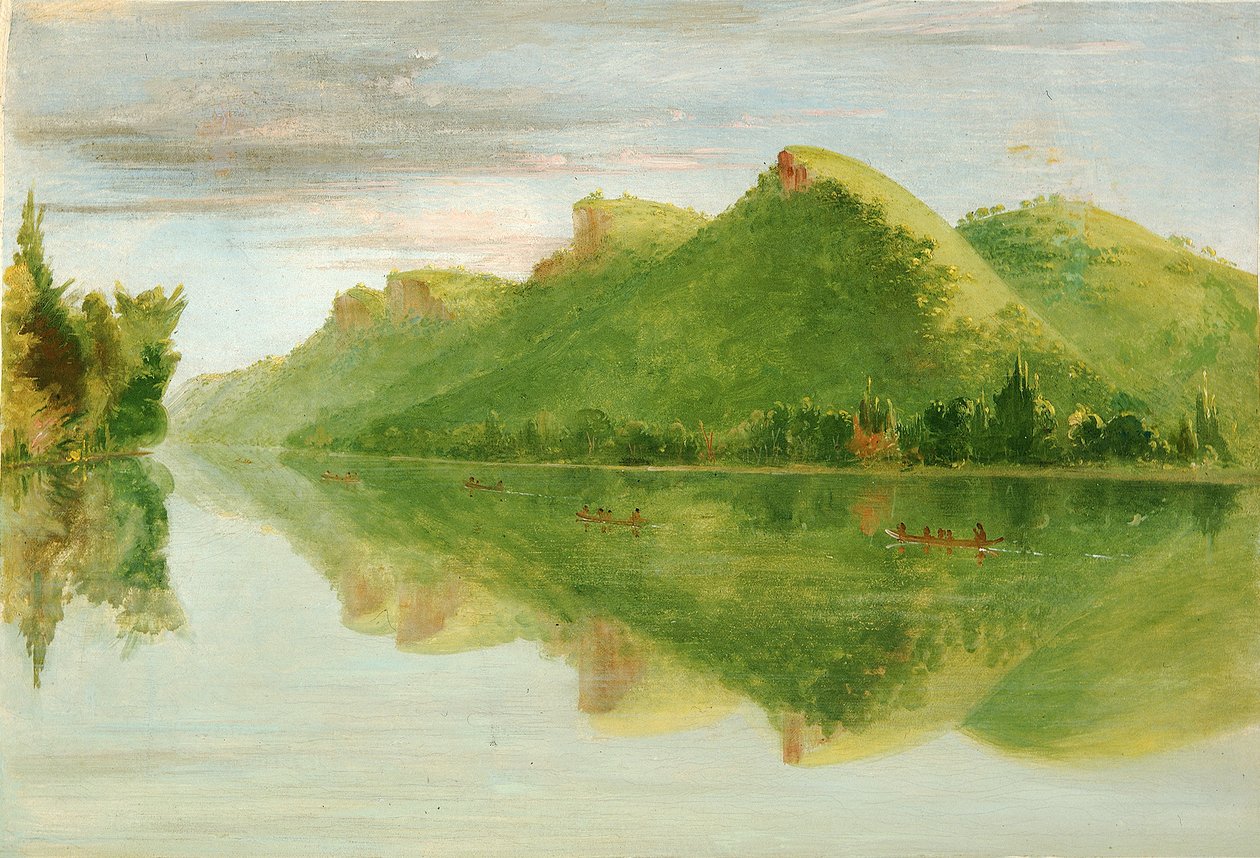 Utsikt over Upper Mississippi, Beautiful Prairie Bluffs, 1835-1836. av George Catlin