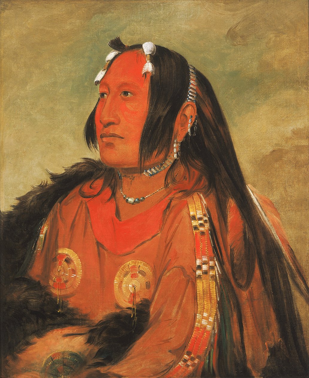 Wi-jún-jon, Pigeon's Egg Head The Light, a Distinguished Young Warrior, 1831. av George Catlin
