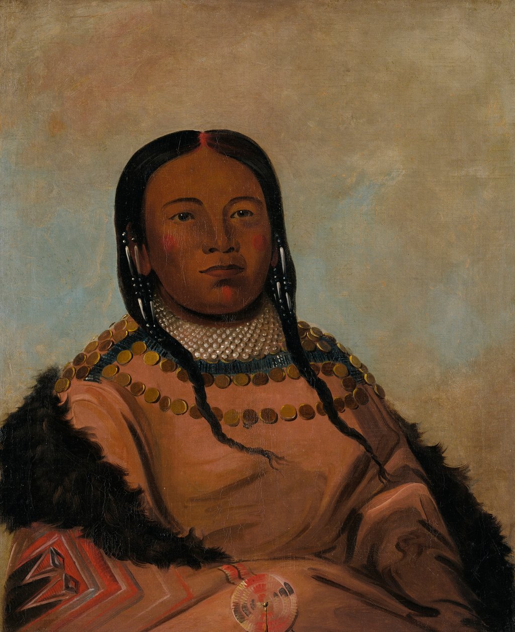 Wi-lóoh-tah-eeh-tcháh-ta-máh-nee, Rød Ting Som Berører i Marsj, Datter av Black Rock av George Catlin