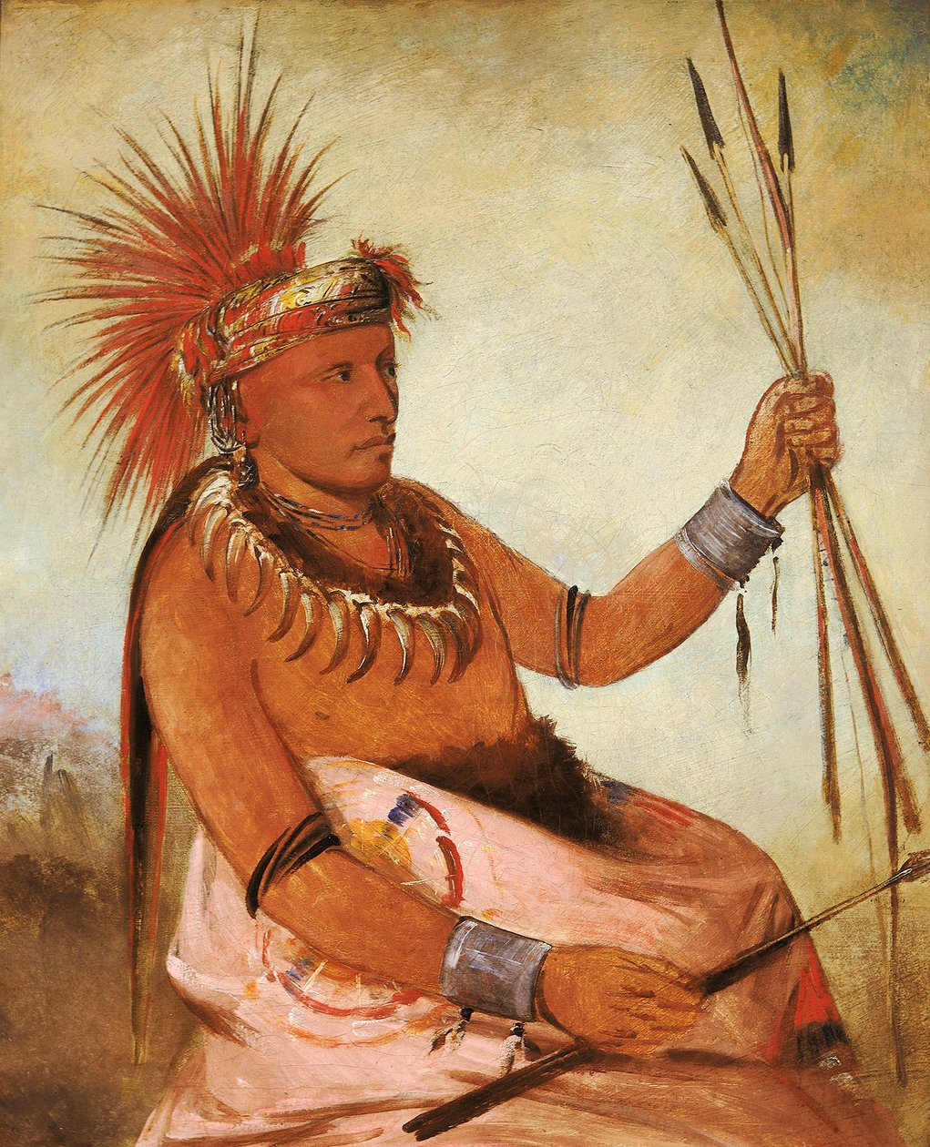 Wos-cóm-mun, Busy Man, a Brave, 1832. av George Catlin