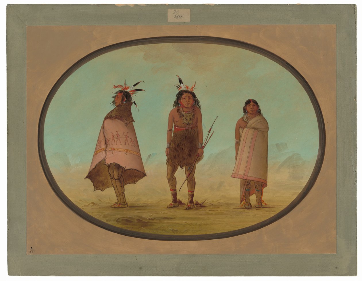 Yntah medisinmann, en kriger og en kvinne av George Catlin