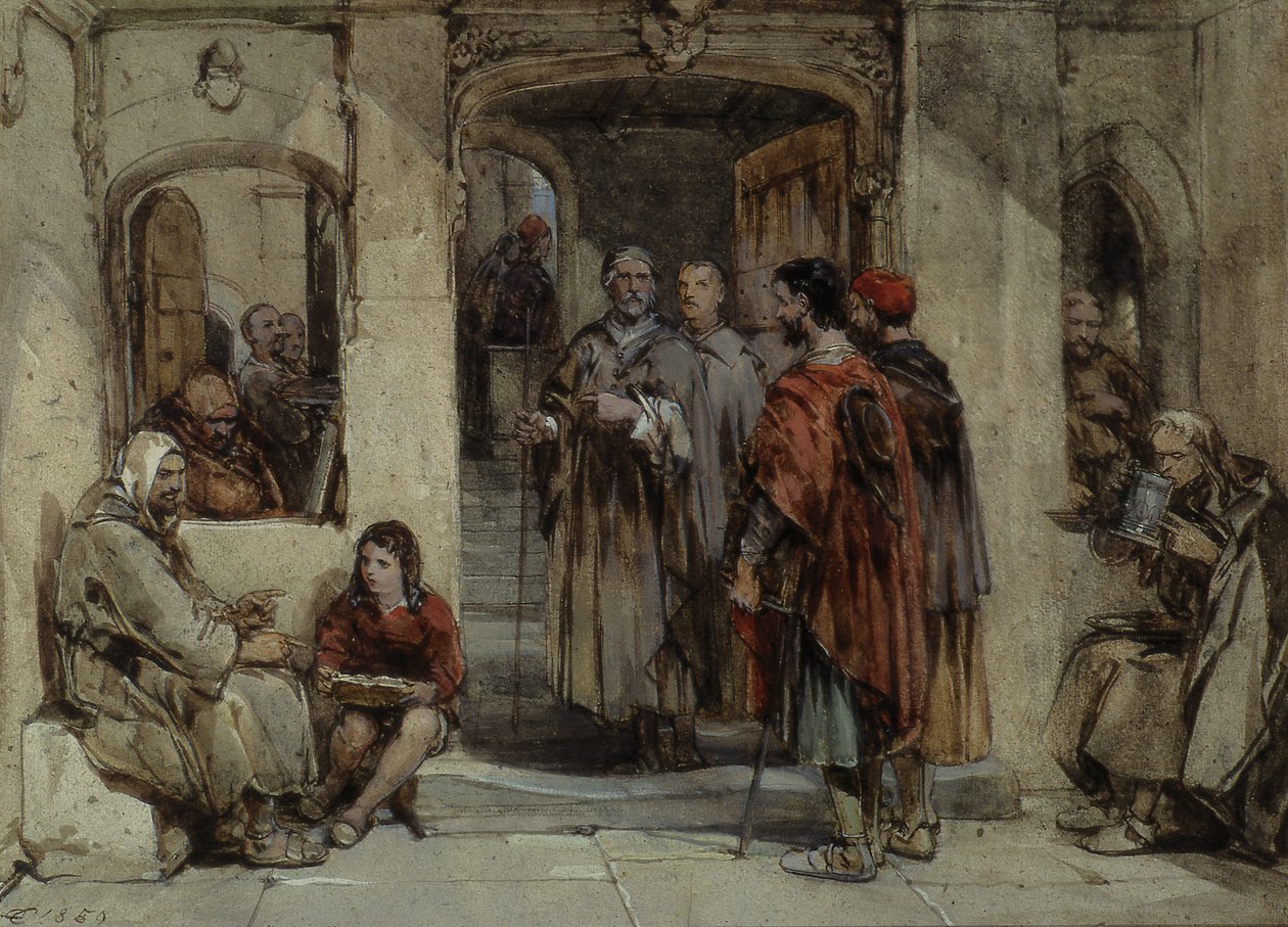 A Scene of Monastic Life, 1850 (wc på papir) av George Cattermole