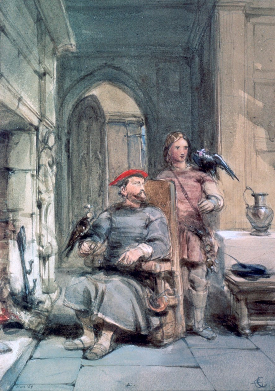 Knight and Page, 1800-tallet av George Cattermole