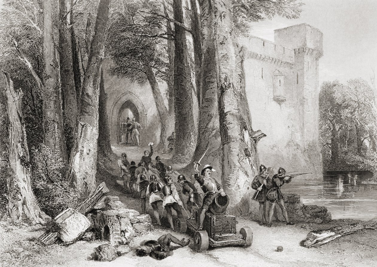 The Siege of Lathom House, 1644, gravert av W. Topham av George Cattermole
