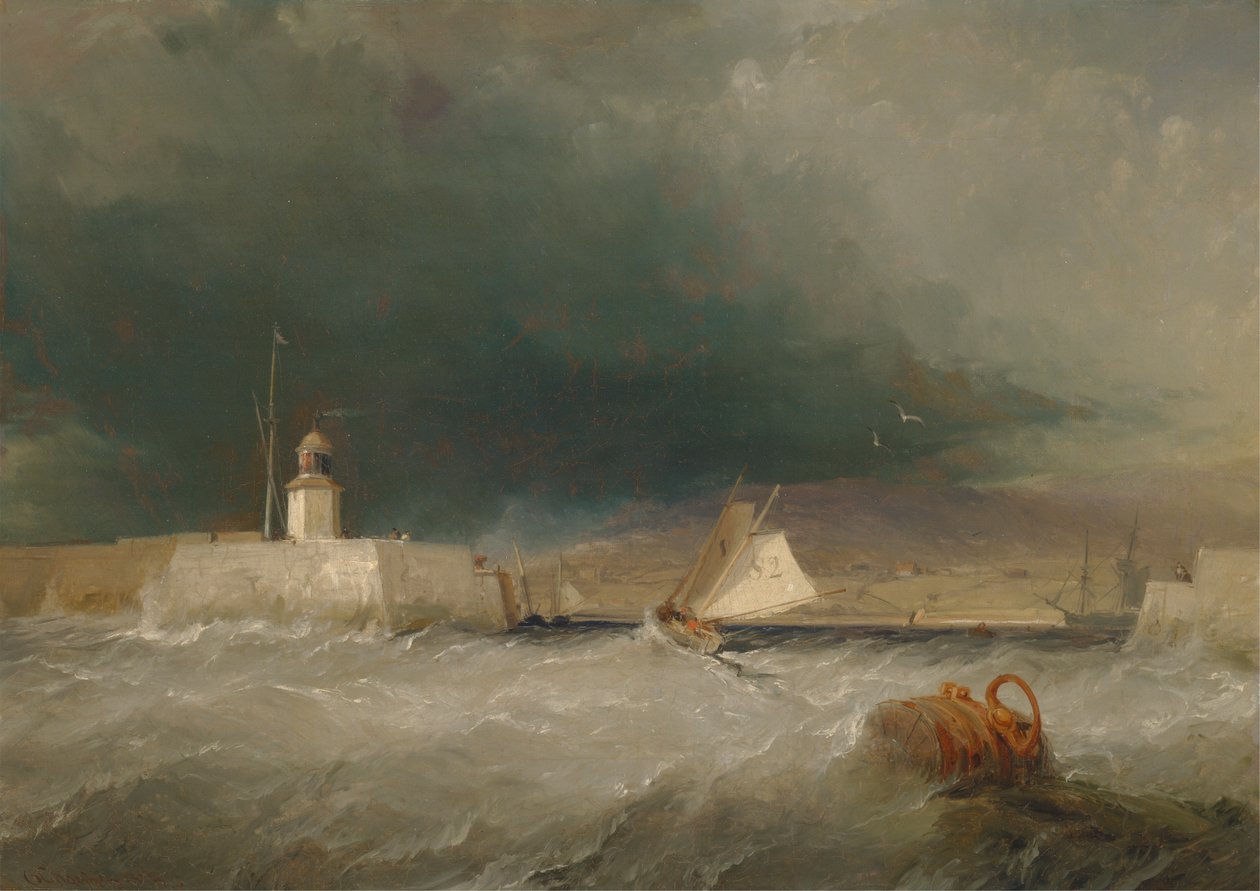 Havn på en stormfull dag av George Chambers