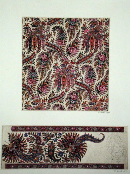 Stoffdesign for Paisley sjal, ca. 1871 (gouache på papir) av George Charles Haite