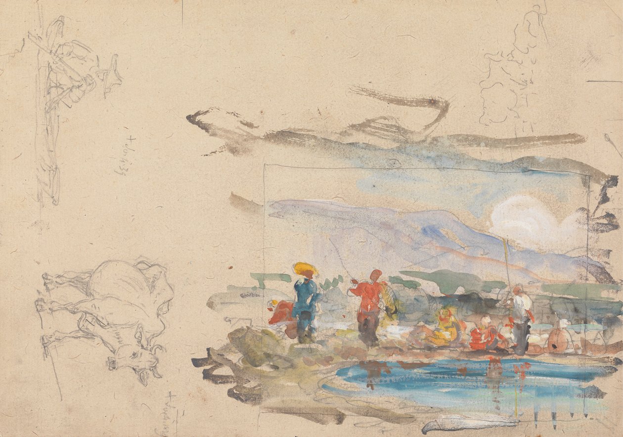 Et basseng med figurer av George Chinnery