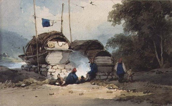 Et leir ved elven, Kina av George Chinnery